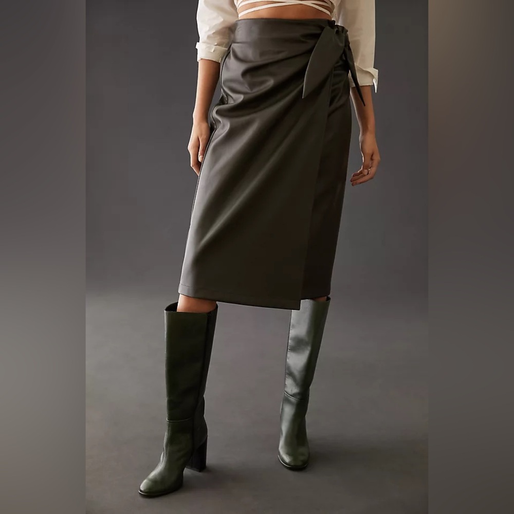 Current Air Faux Leather Wrap Midi Skirt Women’s Size M NWT